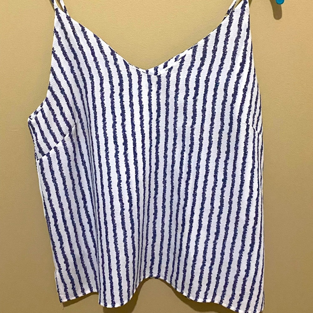 Blue and White Striped Tank Top